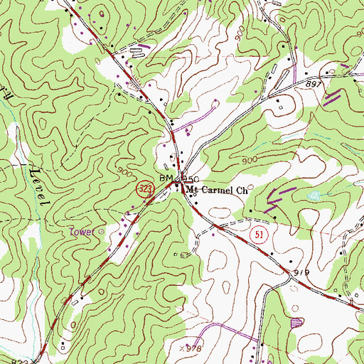 Topographic Map of Mount Carmel Church, GA