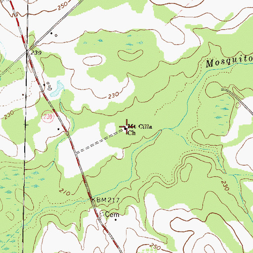 Topographic Map of Mount Cilla Church, GA
