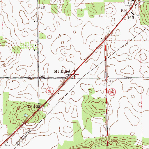 Topographic Map of Mount Ethel Church, GA
