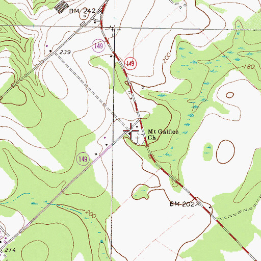 Topographic Map of Mount Galilee Church, GA