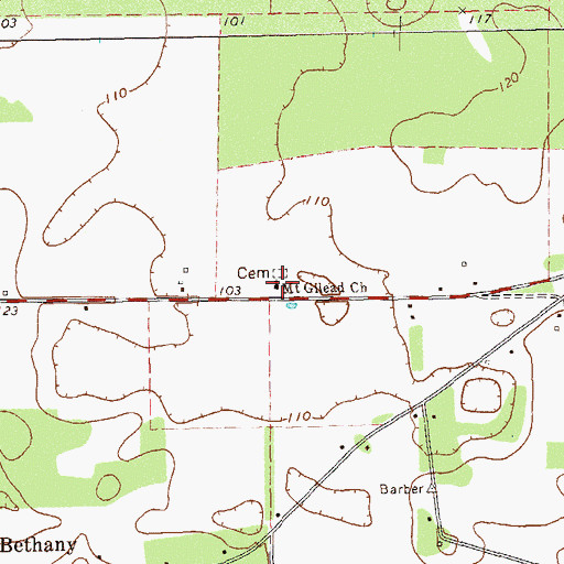 Topographic Map of Mount Gilead Church, GA