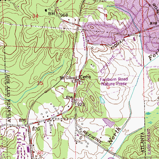 Topographic Map of Mount Gilead Church, GA