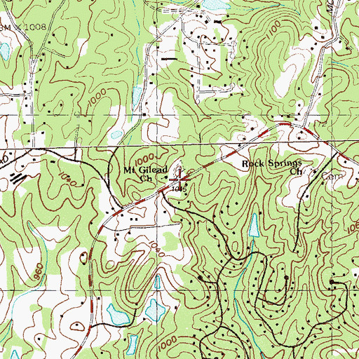 Topographic Map of Mount Gilead Church, GA