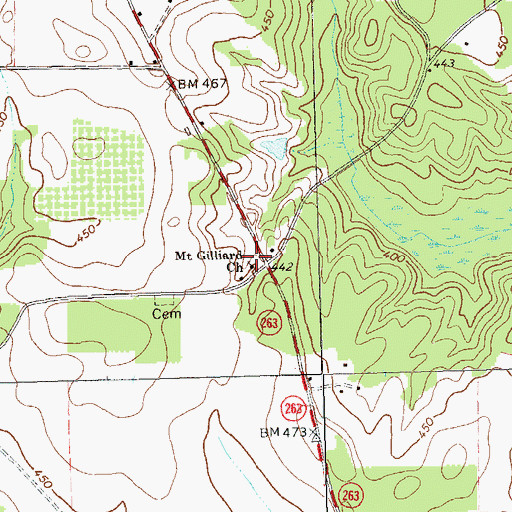 Topographic Map of Mount Gilliard Church, GA