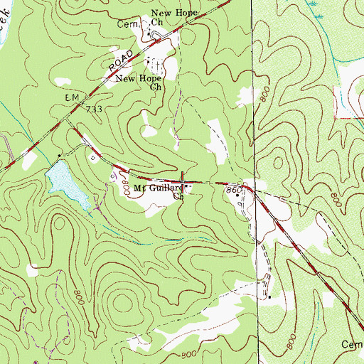 Topographic Map of Mount Guillard Church, GA