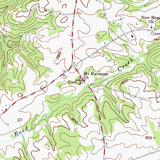 Topographic Map of New Harmony Methodist Church, GA