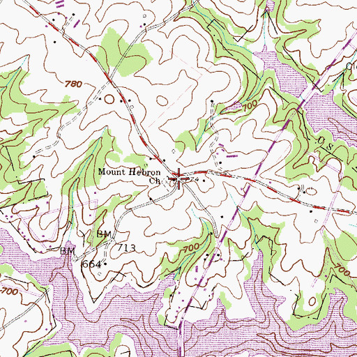 Topographic Map of Mount Hebron Church, GA