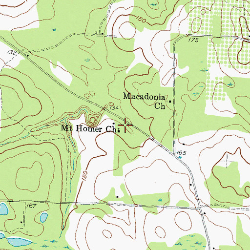 Topographic Map of Mount Homer Church, GA