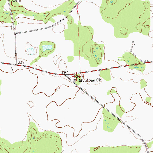 Topographic Map of Mount Hope Church, GA