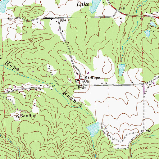 Topographic Map of Mount Hope Church, GA