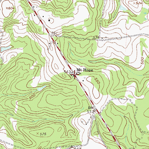 Topographic Map of Mount Hope Church, GA