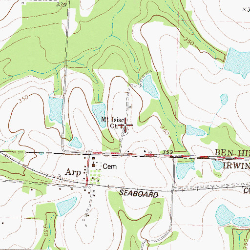 Topographic Map of Mount Isiac Church, GA