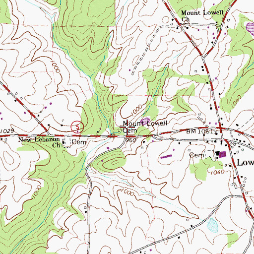 Topographic Map of Mount Lowell Cemetery, GA