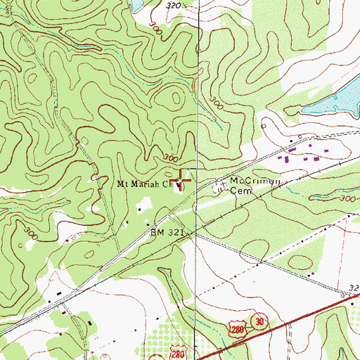 Topographic Map of Mount Mariah Church, GA