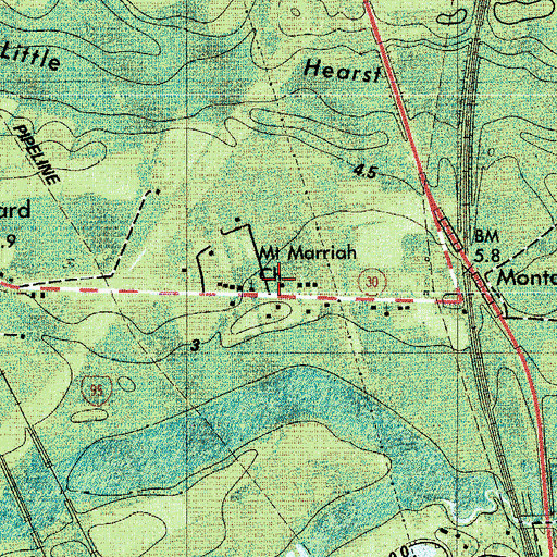 Topographic Map of Mount Marriah Church, GA