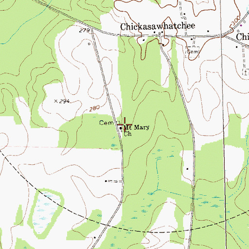 Topographic Map of Mount Mary Church, GA