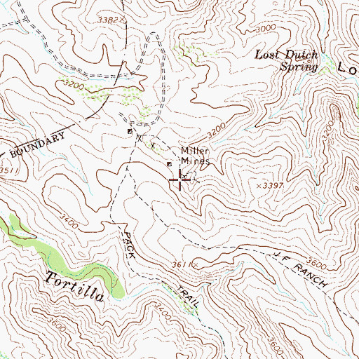 Topographic Map of Miller Mines, AZ