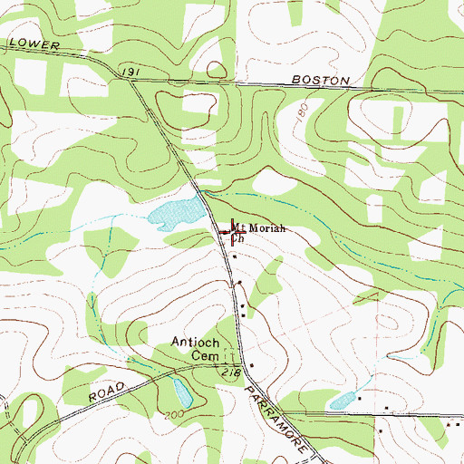 Topographic Map of Mount Moriah Church, GA
