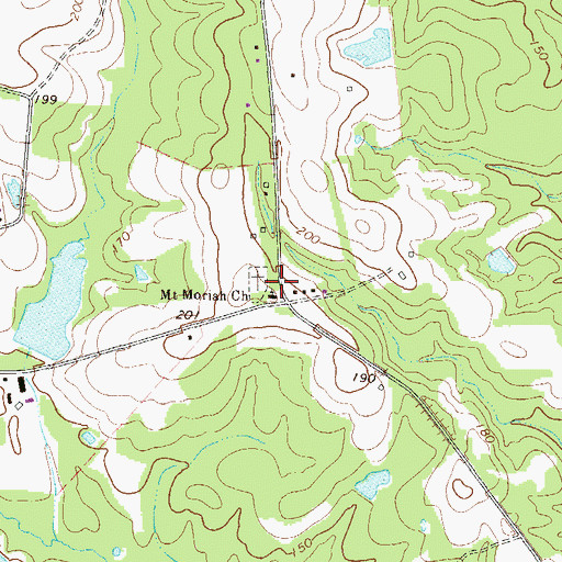 Topographic Map of Mount Moriah Church, GA