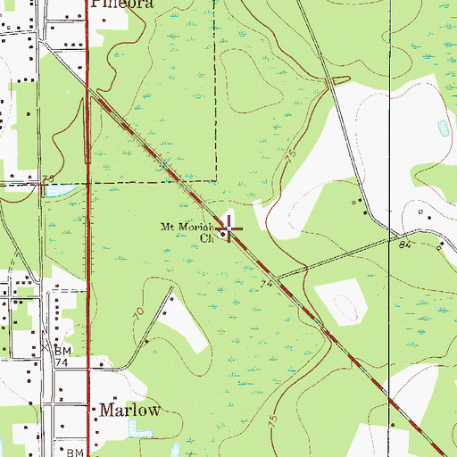 Topographic Map of Mount Moriah Church, GA