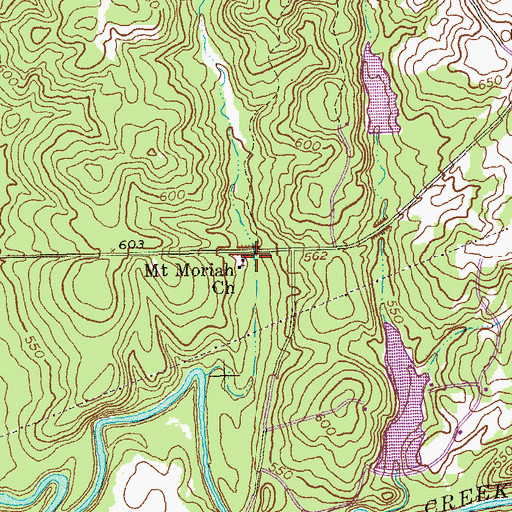 Topographic Map of Mount Moriah Church, GA