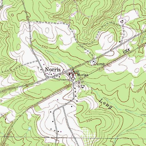 Topographic Map of Mount Moriah Church, GA