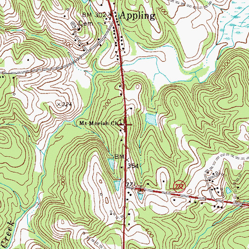 Topographic Map of Mount Moriah Church, GA