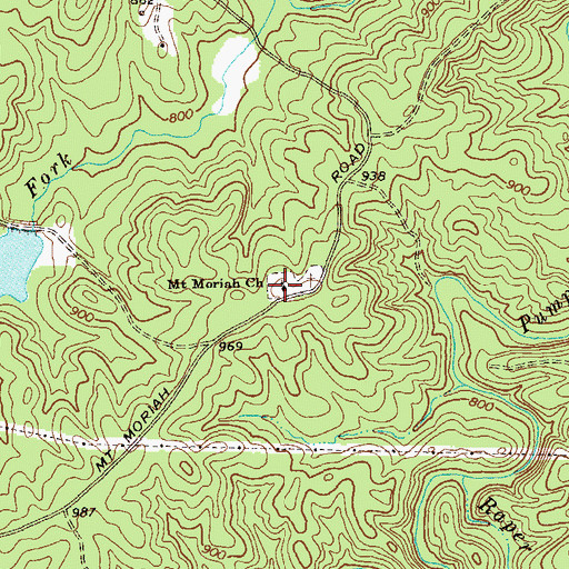 Topographic Map of Mount Moriah Church, GA