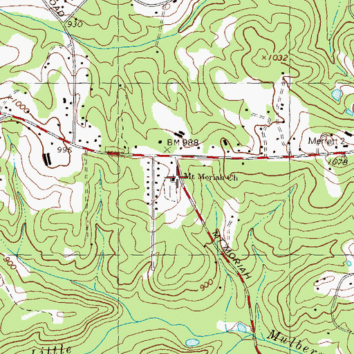 Topographic Map of Mount Moriah Church, GA