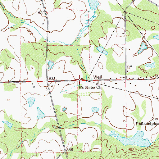 Topographic Map of Mount Nebo Church, GA