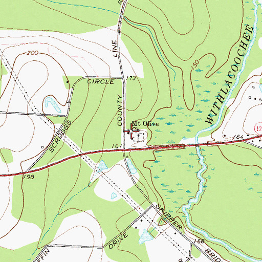 Topographic Map of Mount Olive Church, GA