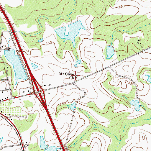 Topographic Map of Mount Olive Church, GA