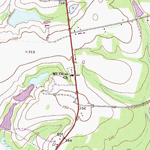 Topographic Map of Mount Olive Church, GA