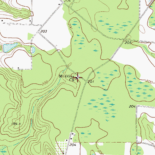 Topographic Map of Mount Olive Baptist Church, GA