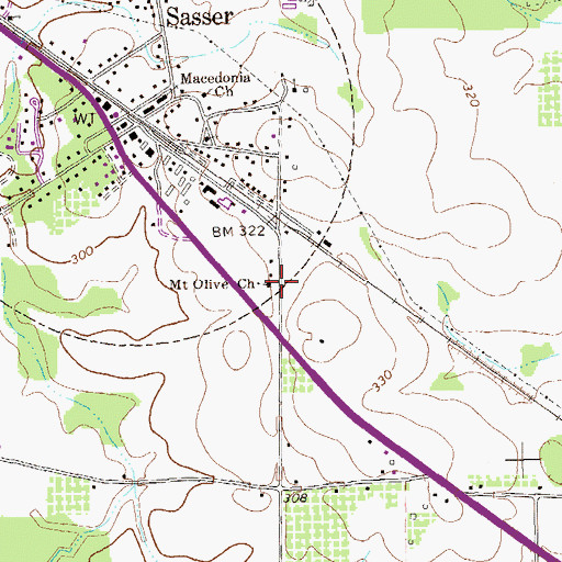 Topographic Map of Mount Olive Church, GA