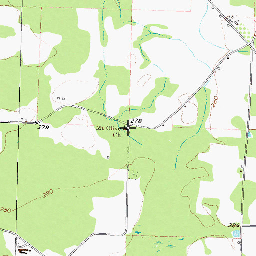 Topographic Map of Mount Olive Church, GA