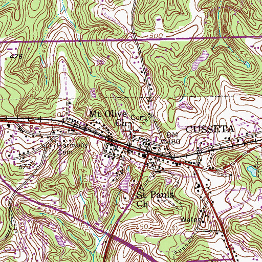Topographic Map of Mount Olive Church, GA
