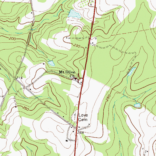 Topographic Map of Mount Olive Church, GA