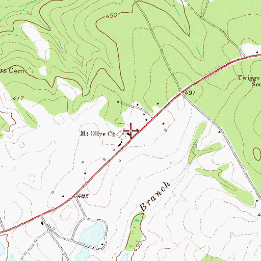 Topographic Map of Mount Olive Church, GA