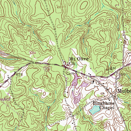 Topographic Map of Mount Olive Church, GA