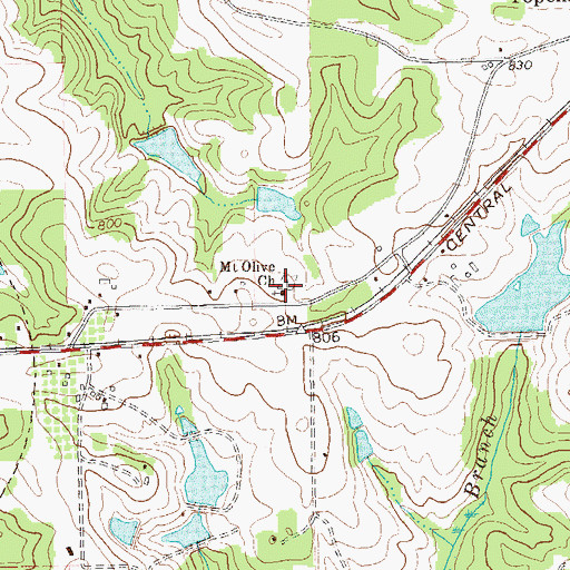 Topographic Map of Mount Olive Church, GA