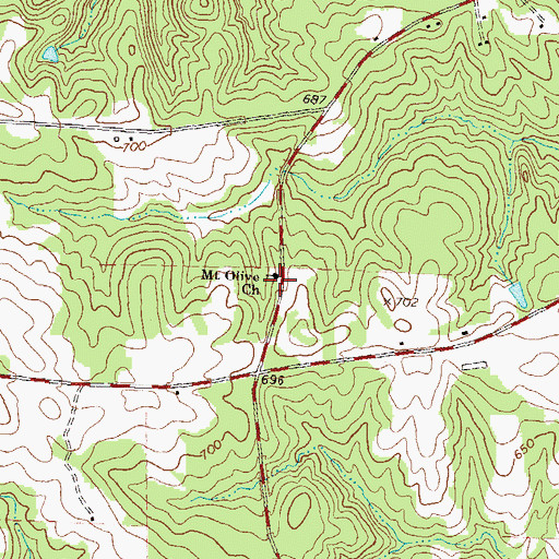 Topographic Map of Mount Olive Church, GA