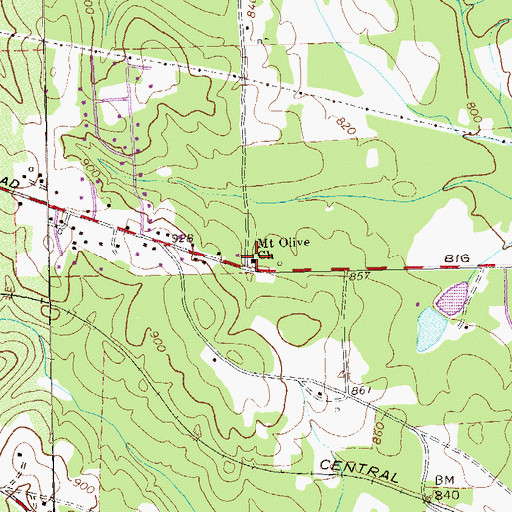 Topographic Map of Mount Olive Church, GA