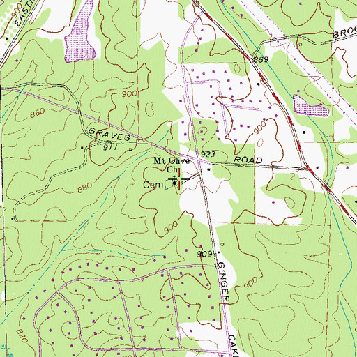 Topographic Map of Mount Olive Church, GA