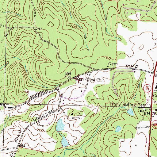 Topographic Map of Mount Olive Church, GA