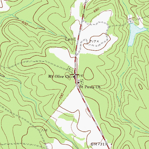 Topographic Map of Mount Olive Church, GA