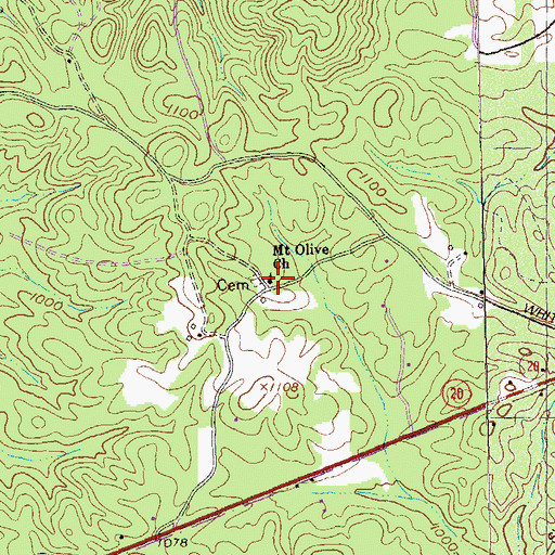 Topographic Map of Mount Olive Church, GA