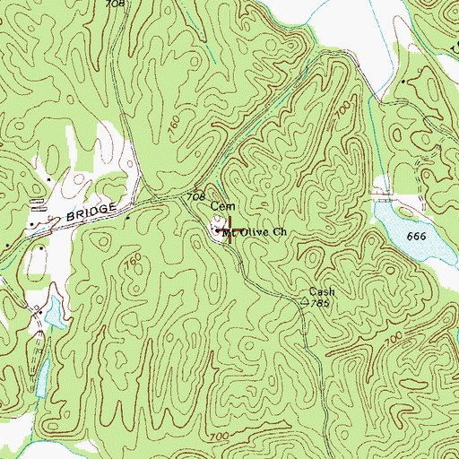Topographic Map of Mount Olive Church, GA
