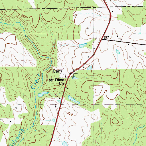Topographic Map of Mount Olive Church, GA
