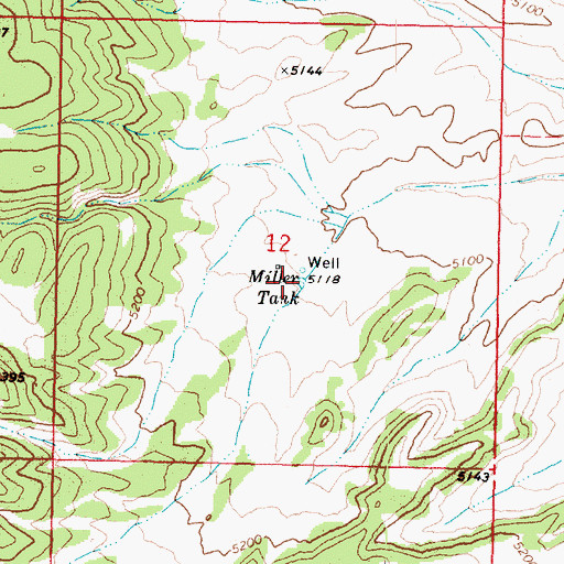 Topographic Map of Miller Tank, AZ